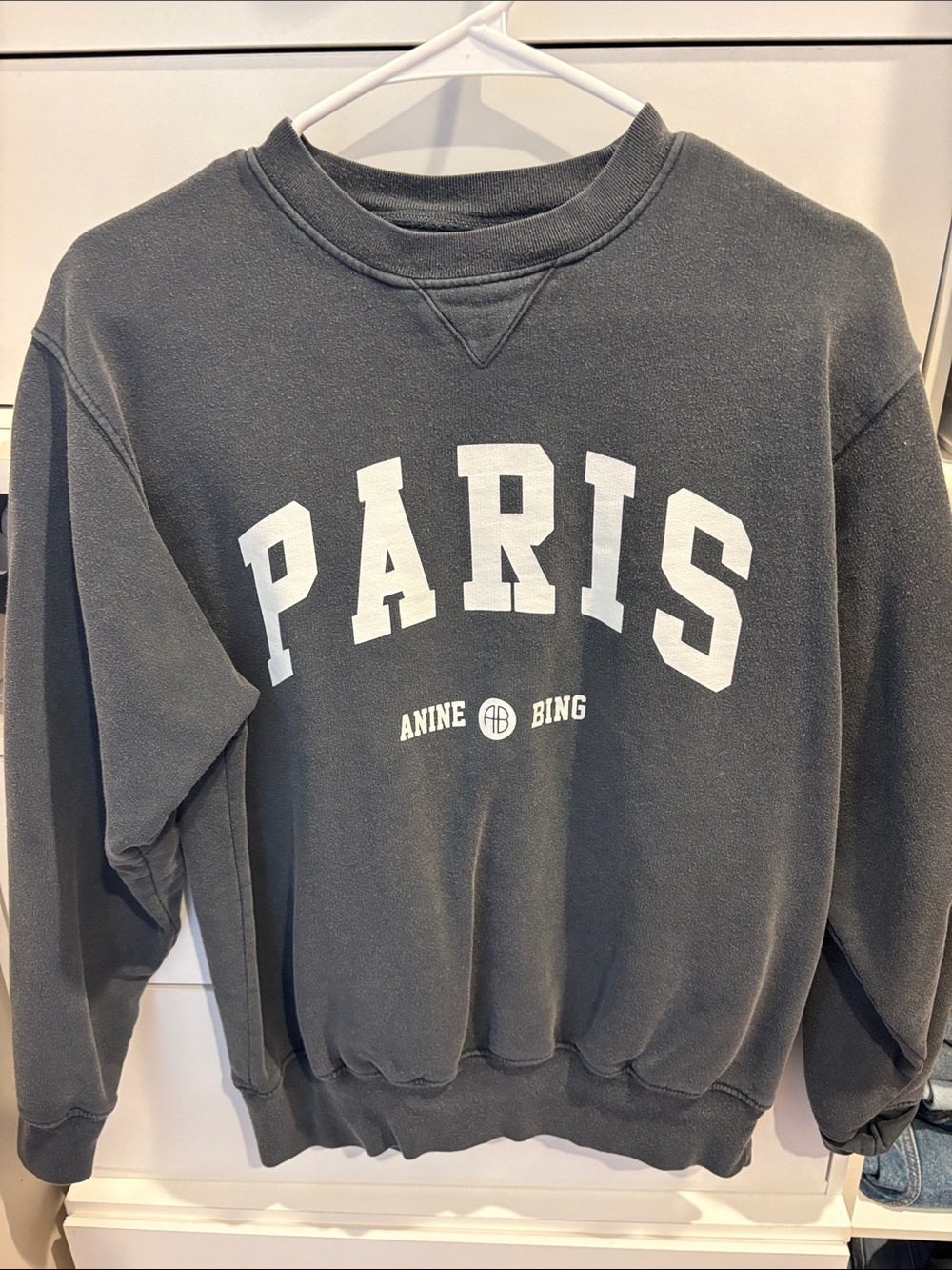 Anine Bing Charcoal Sweatshirt with White PARIS Logo